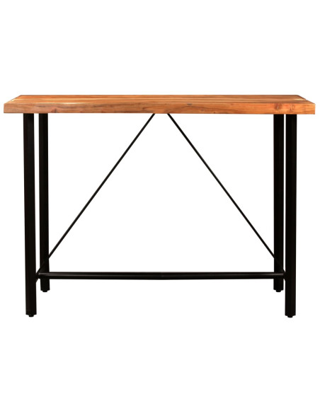 Set da Bar 7 pz in Legno Massello di Acacia e Vera Pelle