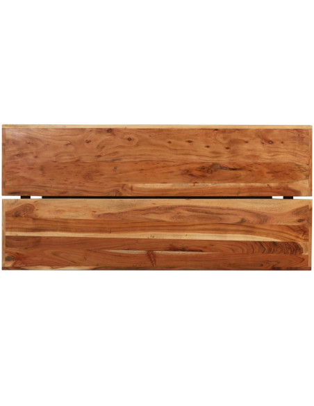 Set da Bar 7 pz in Legno Massello di Acacia e Vera Pelle