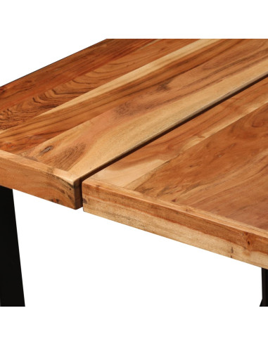 Set da Bar 7 pz in Legno Massello di Acacia e Vera Pelle