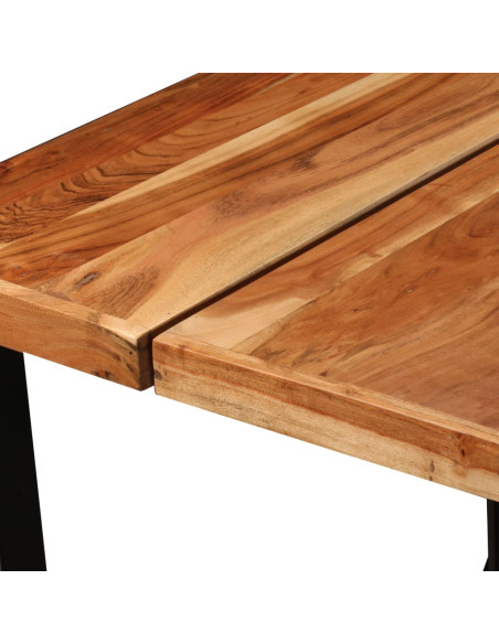 Set da Bar 7 pz in Legno Massello di Acacia e Vera Pelle