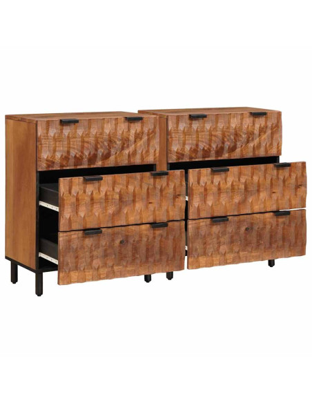 Credenza 2 pcs Finitura Marrone Acacia 60 x 33 x 75 cm