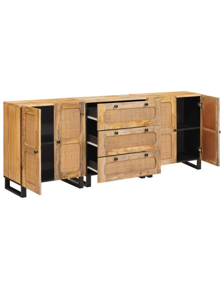 Credenza 3 pcs Marrone 180 x 33 x 75 cm Legno di mango massello