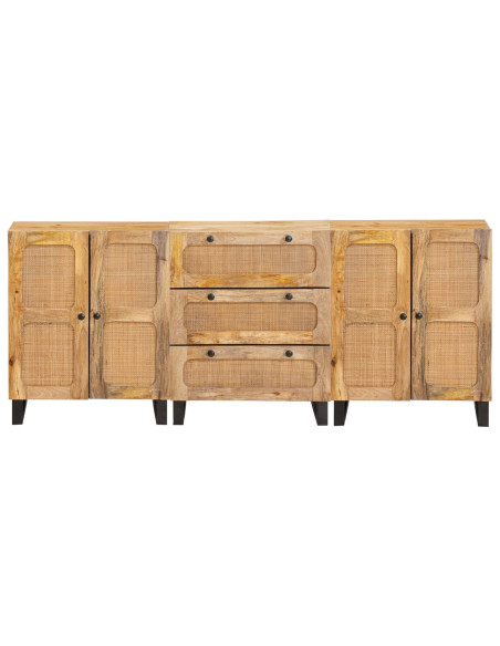 Credenza 3 pcs Marrone 180 x 33 x 75 cm Legno di mango massello