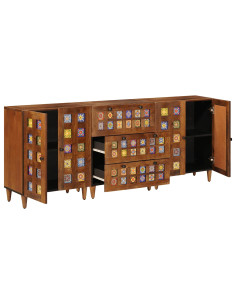 Credenza 3 pcs Noce Legno di mango massello 2