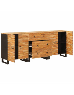 Credenza 3 pcs Marrone 60 x 33 x 75 cm Legno di mango massello 2