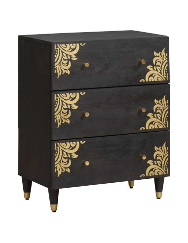 Credenza 2 pcs Nero 60 x 33 x 75 cm Legno di mango massello