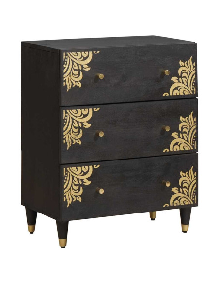 Credenza 2 pcs Nero 60 x 33 x 75 cm Legno di mango massello