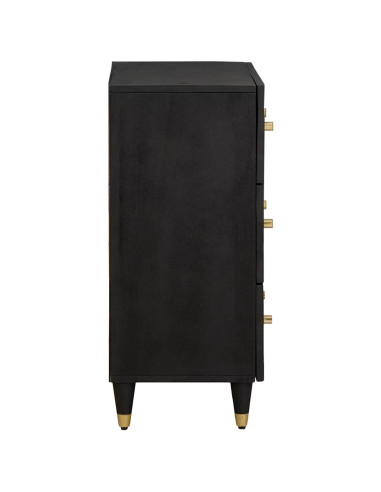Credenza 2 pcs Nero 60 x 33 x 75 cm Legno di mango massello