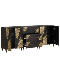 Set di Armadi da Bagno con cassetto 3 pcs Nero 180 x 33 x 75 cm 2