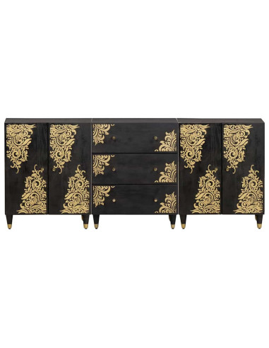 Set di Armadi da Bagno con cassetto 3 pcs Nero 180 x 33 x 75 cm