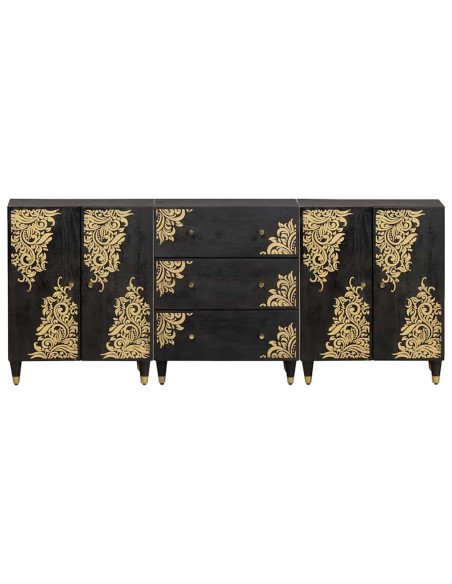 Set di Armadi da Bagno con cassetto 3 pcs Nero 180 x 33 x 75 cm