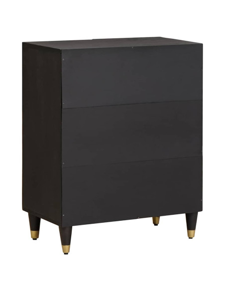 Credenza Nero 60 x 33 x 75 cm Legno di mango massello