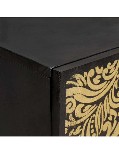 Credenza Nero 60 x 33 x 75 cm Legno di mango massello