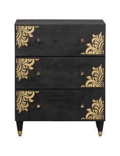 Credenza Nero 60 x 33 x 75 cm Legno di mango massello 2