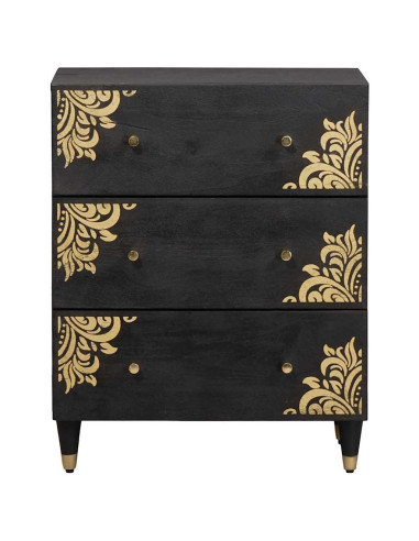 Credenza Nero 60 x 33 x 75 cm Legno di mango massello