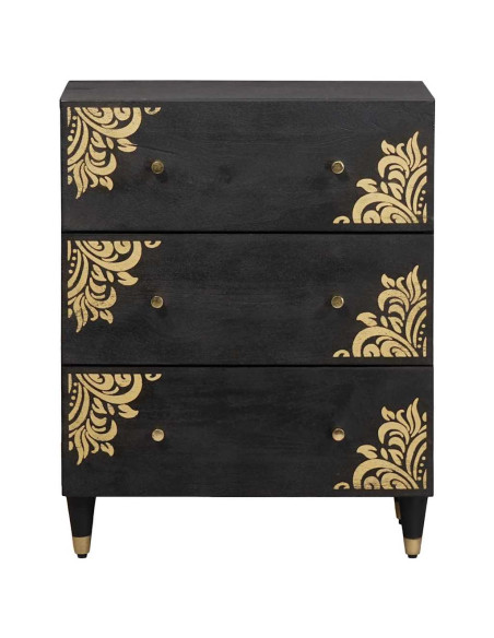 Credenza Nero 60 x 33 x 75 cm Legno di mango massello