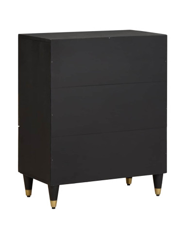 Credenza Nero 60 x 33 x 75 cm Legno di mango massello
