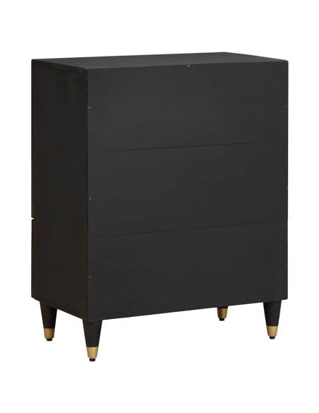 Credenza Nero 60 x 33 x 75 cm Legno di mango massello