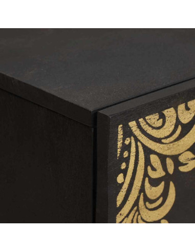 Credenza Nero 60 x 33 x 75 cm Legno di mango massello