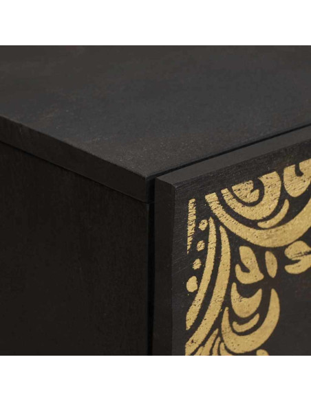 Credenza Nero 60 x 33 x 75 cm Legno di mango massello