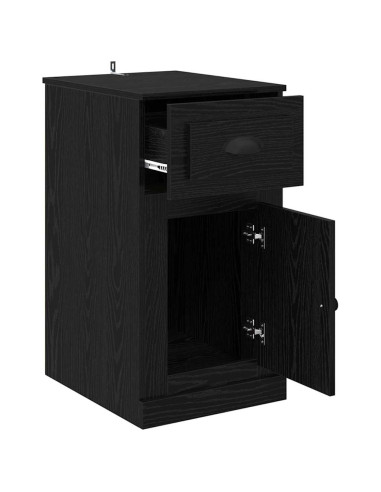 Mobile laterale Rovere Nero 40 x 50 x 75 cm Legno multistrato