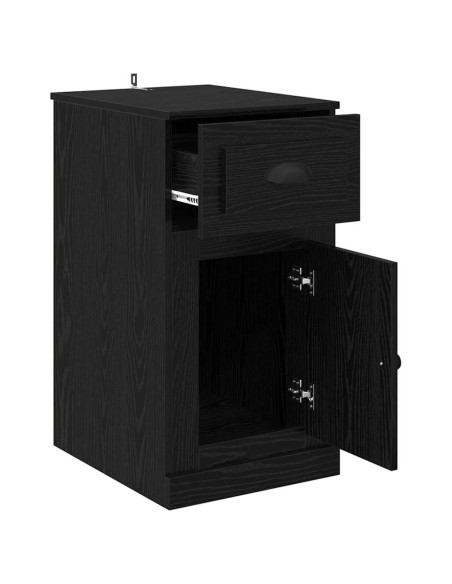 Mobile laterale Rovere Nero 40 x 50 x 75 cm Legno multistrato