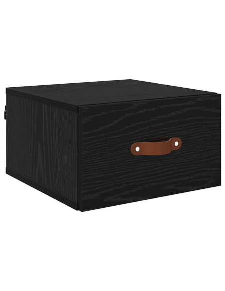 Mobiletto da comodino a parete Rovere Nero 35 x 35 x 20 cm