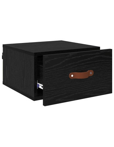 Mobiletto da comodino a parete Rovere Nero 35 x 35 x 20 cm