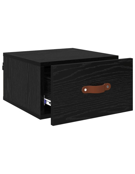 Mobiletto da comodino a parete Rovere Nero 35 x 35 x 20 cm
