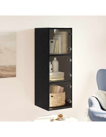 Armadietto a muro Rovere Nero 35 x 37 x 102 cm