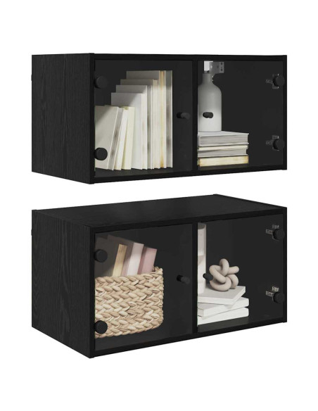 Armadi da Parete 2 pcs Rovere Nero 68 x 37 x 35 cm