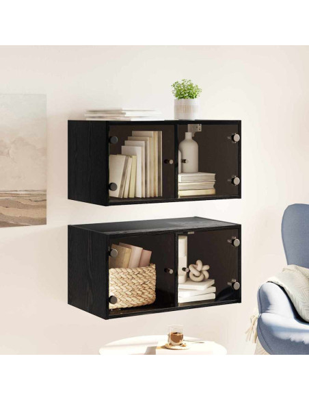 Armadi da Parete 2 pcs Rovere Nero 68 x 37 x 35 cm