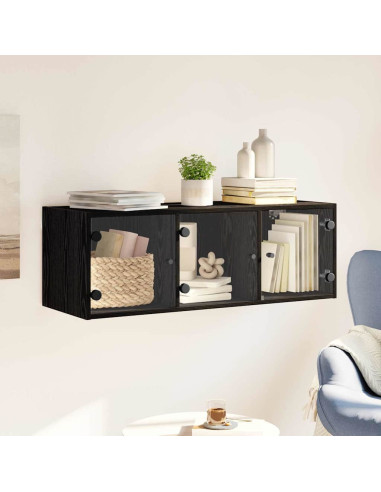 Armadietto a muro Rovere Nero 102 x 37 x 35 cm