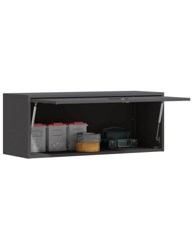 Armadio a muro per garage Nero 90 x 33 x 35 cm