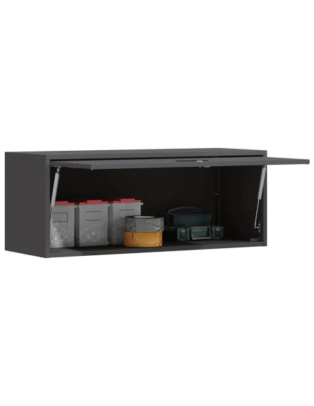 Armadio a muro per garage Nero 90 x 33 x 35 cm