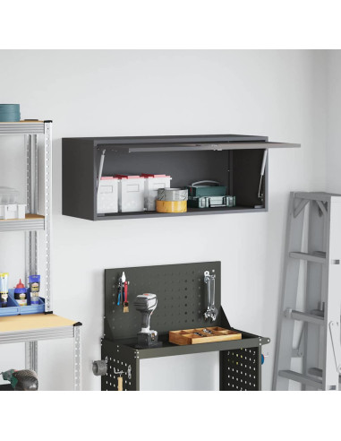 Armadio a muro per garage Nero 90 x 33 x 35 cm