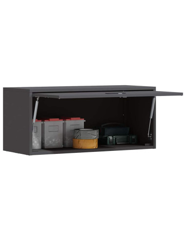 Armadio a muro per garage Nero 80 x 33 x 35 cm