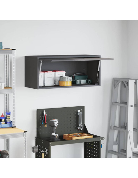 Armadio a muro per garage Nero 80 x 33 x 35 cm
