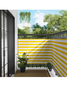 Schermo da balcone Giallo e Bianco 110 x 300 cm Tessuto Oxford