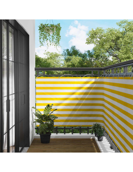 Schermo da balcone Giallo e Bianco 110 x 300 cm Tessuto Oxford