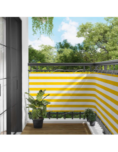 Schermo da balcone Giallo e Bianco 100 x 1000 cm Tessuto Oxford