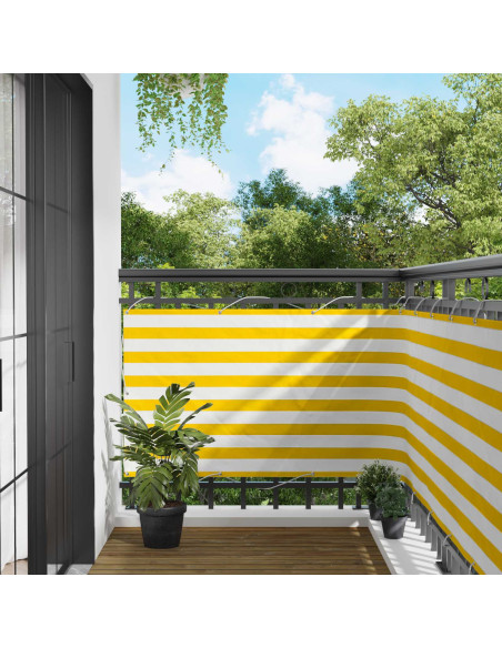 Schermo da balcone Giallo e Bianco 100 x 1000 cm Tessuto Oxford