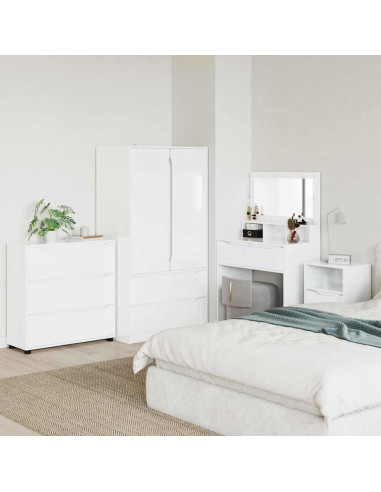 Armadio Bianco Lucido 80 x 31 x 81 cm Legno multistrato