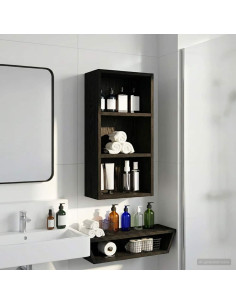 Armadio da bagno a muro Rovere Nero 30 x 16 x 62,5 cm