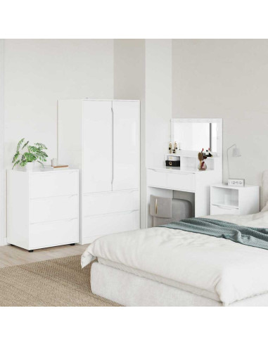 Armadio Bianco Lucido 60 x 48 x 81 cm Legno multistrato