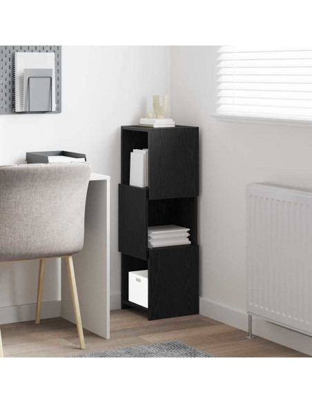 Mobile angolare Rovere Nero 30,5x30x95cm Legno multistrato