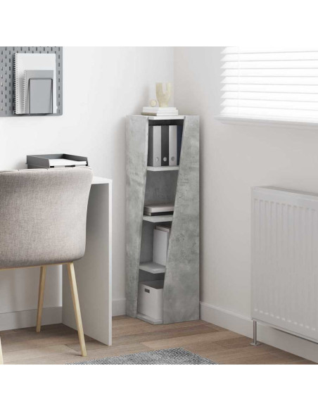Mobile angolare Grigio cemento 27,5x27x102cm Legno multistrato
