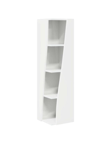 Mobile angolare Bianco Lucido 27,5x27x102cm Legno multistrato