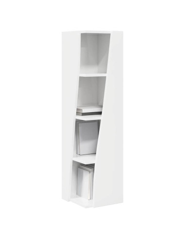 Mobile angolare Bianco Lucido 27,5x27x102cm Legno multistrato