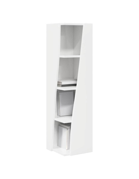 Mobile angolare Bianco Lucido 27,5x27x102cm Legno multistrato